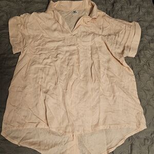 Sew In Love Light Peach Short Sleeve Blouse